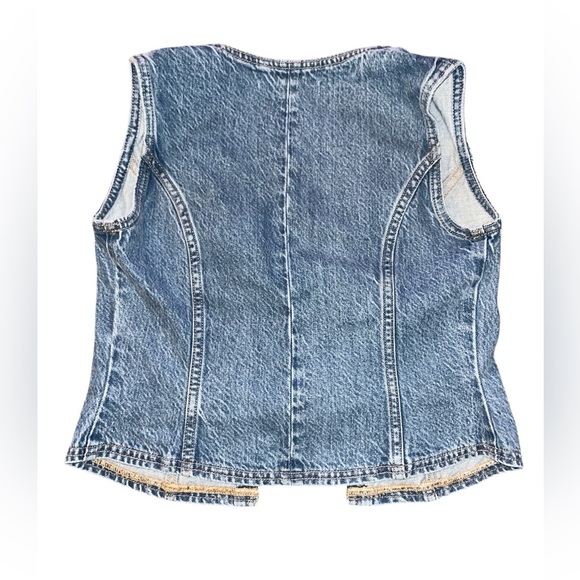 NWT Abercrombie Fitch Tie Front Denim Vest Jean Bows Open Front V Neck XXS Fall - Picture 5 of 15